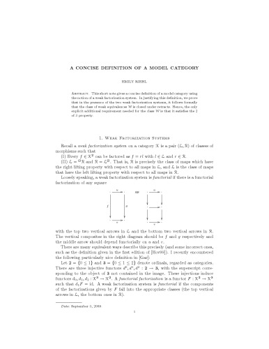 A concise definition of a model category