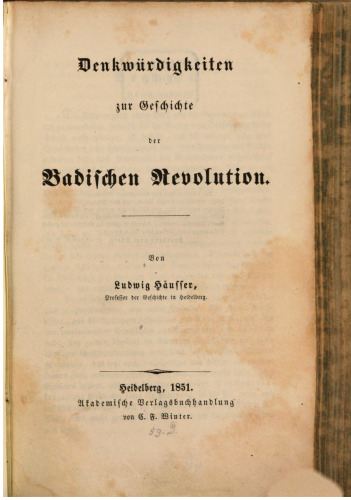 Denkwürdigkeiten zur Geschichte der Badischen Revolution