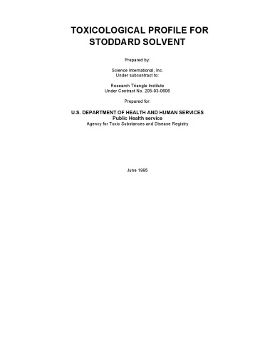 Toxicological profiles - Stoddard Solvent