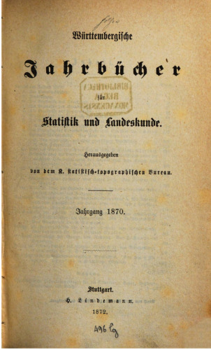 Württembergische Jahrbücher für Statistik und Landeskunde