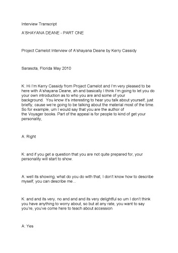 Camelot Interview Transcript, Part 1