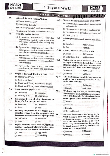 NCERT WORD TO WORD PHYSICS CLASS XI