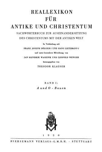 Reallexikon für Antike und Christentum 01 : A und O – Bauen