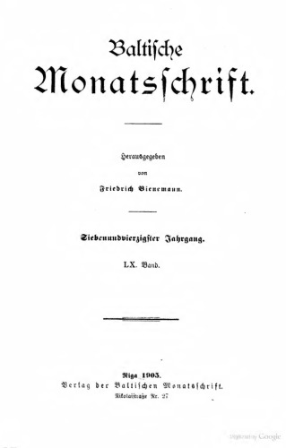 Baltische Monatsschrift
