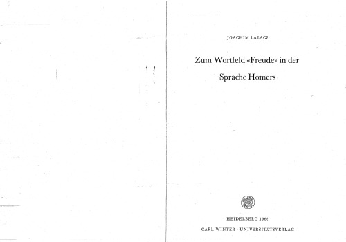 Zum Wortfeld "Freude" in der Sprache Homers
