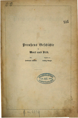 Preußens Geschichte in Wort und Bild. Ein Hausbuch für Alle