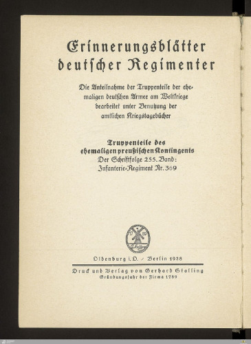 Geschichte des Infanterie-Regiments Nr. 369