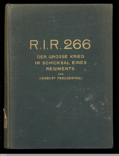 R. I. R. 266 : Der Große Krieg im Schicksal eines Regiments