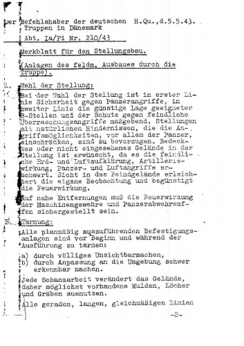 Befehlshaber der deutschen Truppen in Daenemark - Merkblatt fuer den Stellungsbau der Wehrmacht (1943)