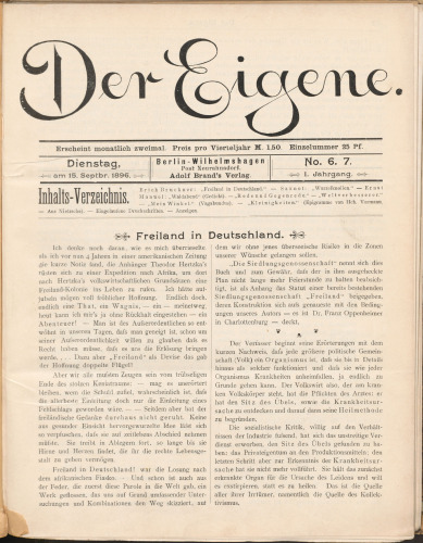 Der Eigene: No. 6–7, am 15. September 1896