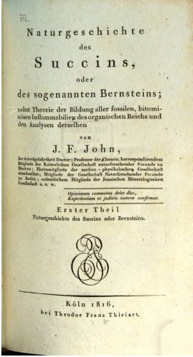 Naturgeschichte des Succins, oder des sogenannten Bernsteins