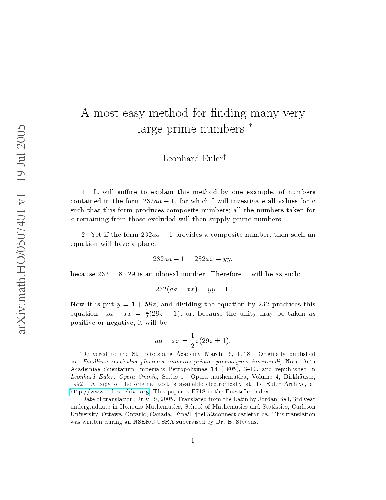 A most easy method for finding many very large prime numbers