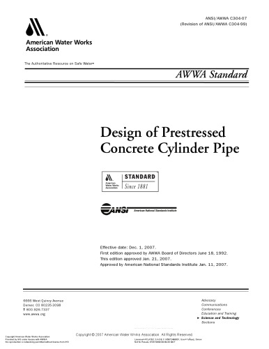 Design of Prestressed Concrete Cylinder Pipe