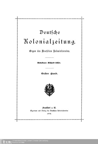 Deutsche Kolonialzeitung. Organ des Deutschen Kolonialvereins