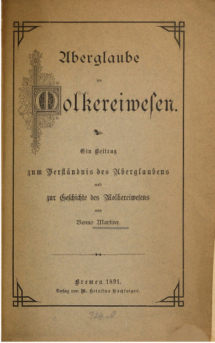 Aberglaube im Molkereiwesen : Ein Beitrag zum Verständnis des Aberglaubens und zur Geschichte des Molkereiwesens