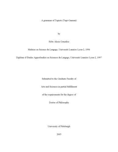 A Grammar of Tapiete (Tupi-Guarani)