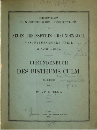 Urkundebuch des Bistums Culm