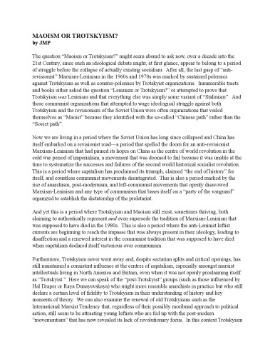 Maoism or Trotskyism?