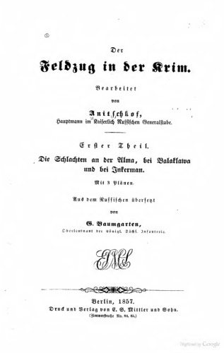Der Feldzug in der Krim