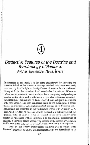Distinctive Features of the Doctrine and Terminology of Sankara: Avidya, Namarupa, Maya, Isvara
