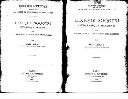 Lexique Soqotri with missing pages