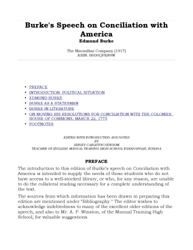 Burke's Speech on Conciliation with America