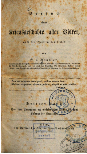 Von dem Untergange des Weströmischen Reiches bis zum Anfange der Kreuzzüge