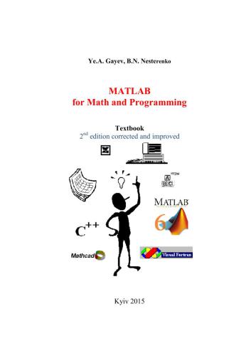 MATLAB for Math and Programming