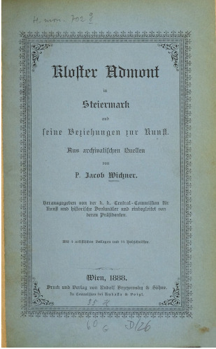 Kloster Admont in Steiermark und seine Beziehungen zur Kunst