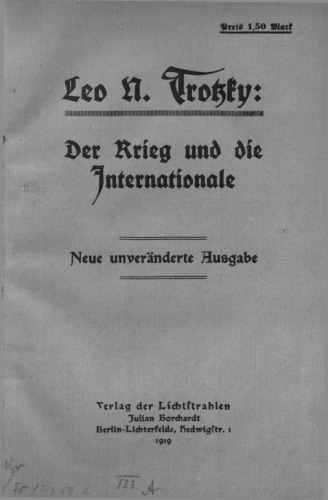 Der Krieg und die Internationale