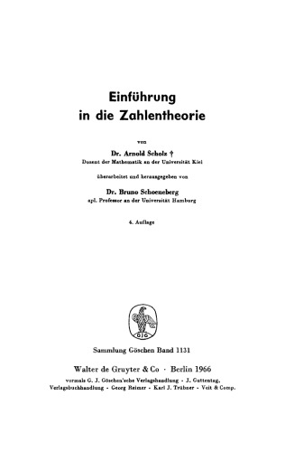 Einführung in die Zahlentheorie