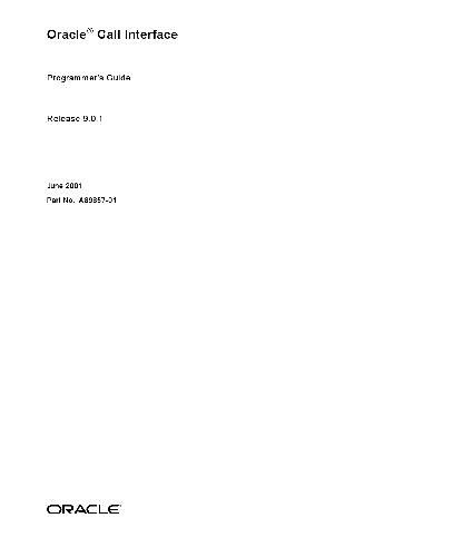 Oracle Call Interface. Programmer's Guide