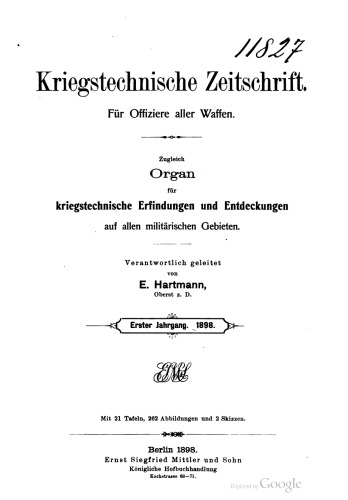 Kriegstechnische Zeitschrift. Für Offiziere aller Waffen