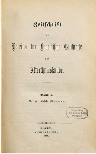 Zeitschrift des Vereins für lübeckische Geschichte und Altertumskunde