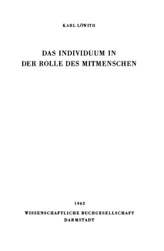 Das Individuum in der Rolle des Mitmenschen
