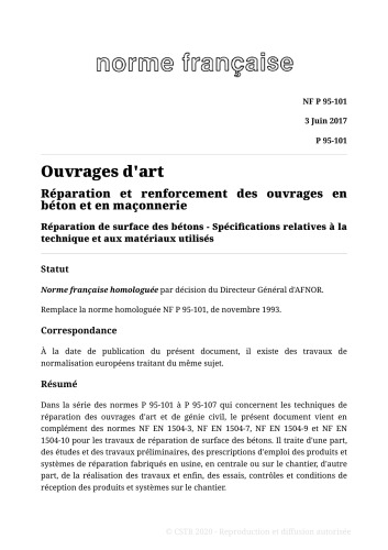 NF P95 - Ouvrages extérieurs