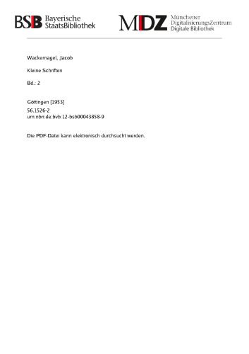 Kleinere Schriften