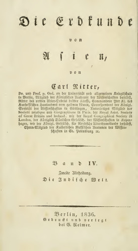 Die Erdkunde von Asien / Die Indische Welt