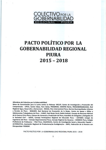 Pacto político por la gobernabilidad regional Piura 2015-2018