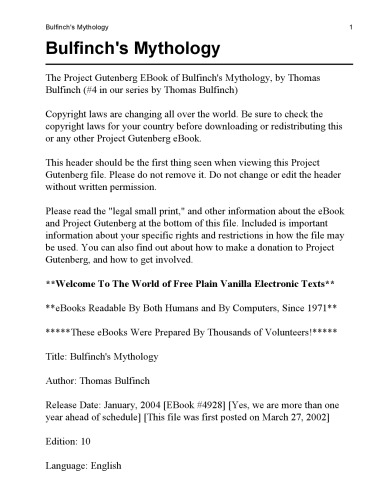 Bulfinch's Mythology.