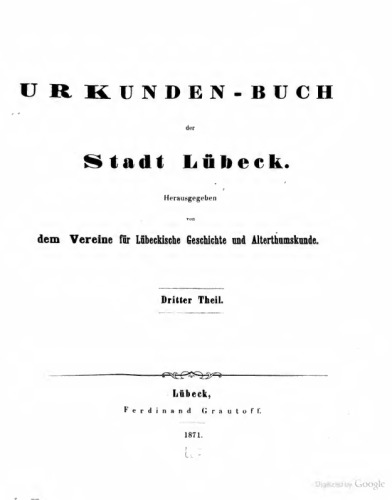 Urkundenbuch der Stadt Lübeck