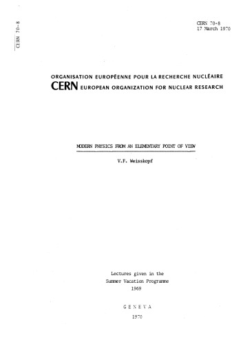 Modern physics from an elementary point of view