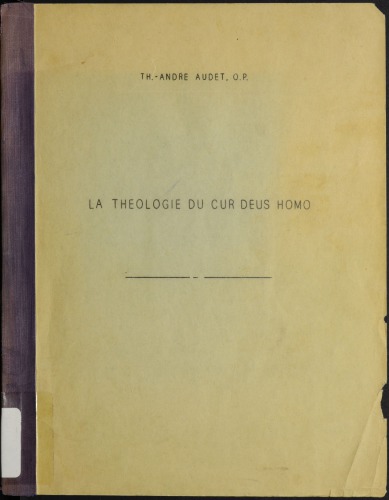 La théologie du Cur Deus homo