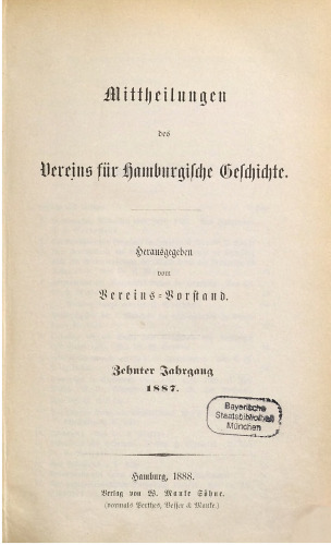 Mitteilungen des Vereins für Hamburgische Geschichte