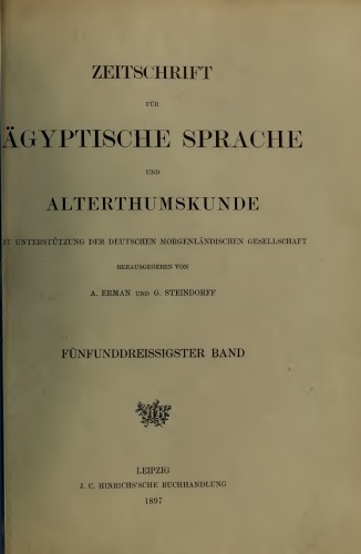 Zeitschrift für Ägyptische Sprache und Altertumskunde