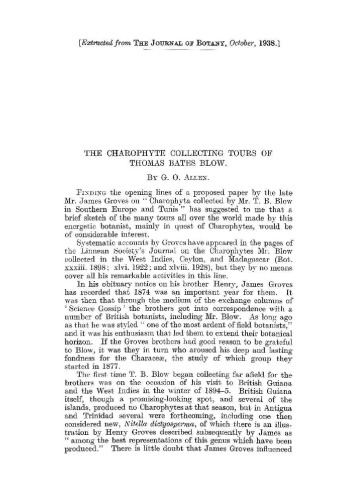 The Charophyte collecting tours of Thomas Bates blow