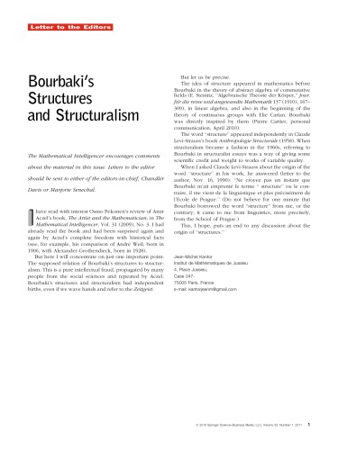 The Mathematical Intelligencer Vol 33 No 1 March 2011