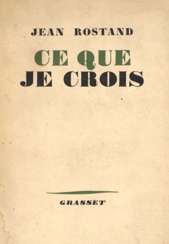 Ce que je crois.