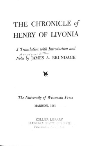 The Chronicle of Henry Of Livonia