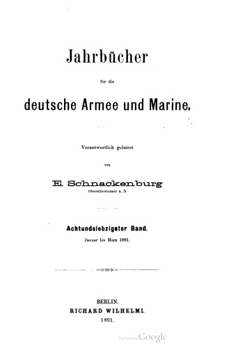 Jahrbücher für die Deutsche Armee und Marine / Jnuar bis März 1891